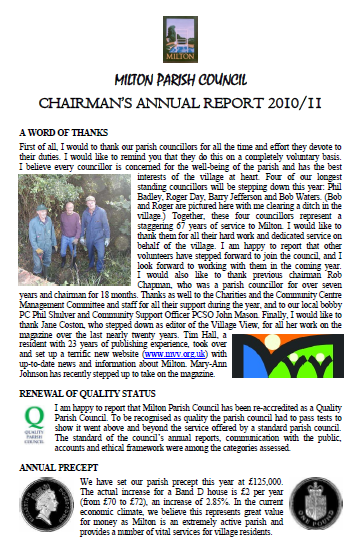 ANNUAL CHAIRMAN\'S REPORT MAY11