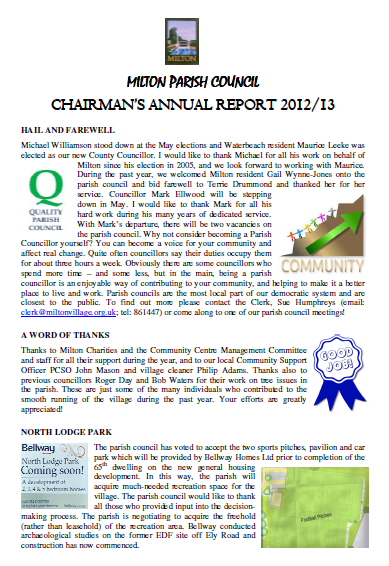 ANNUAL CHAIRMAN\'S REPORT April13