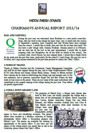ANNUAL CHAIRMAN\'S REPORT April14