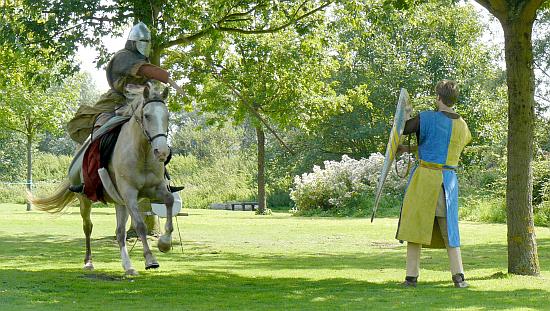 Knight hurling a lance