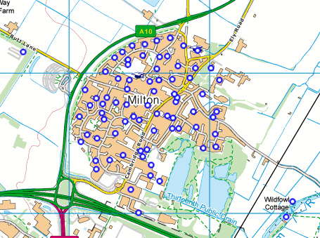 Milton Postcodes map
